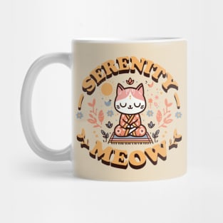 Serenity Meow Zen Cat in Floral Kimono Meditating Mug